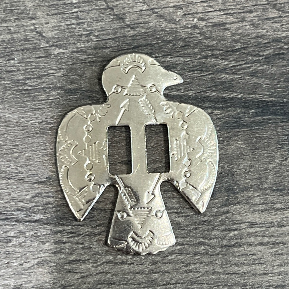 Vintage T-Bird Conchos Southwest Western Cowboy Slotted Thunderbird Eagle Silver